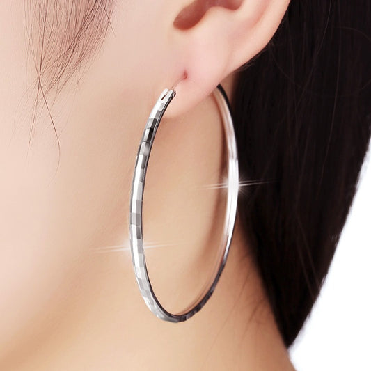 925 Sterling Silver Senior Sense Circle Thin Earrings.